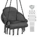 Outdoor Hanging Hammock Rope Chair Porch Hammock Chair Swing Seating Stable and Strong(Gray)