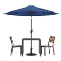 Flash Furniture Lark Series 5-Piece Steel/Aluminum Teak Patio Table and Chair Set Navy