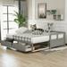 Hassch Wooden Daybed with Trundle Bed and Two Storage Drawers Extendable Bed Daybed Sofa Bed for Bedroom Living Room