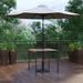 Flash Furniture Lark Series 3-Piece Steel Teak Patio Table with Umbrella and Stand Gray