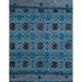 Ahgly Company Machine Washable Indoor Rectangle Abstract Silk Blue Area Rugs 6 x 9