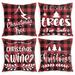 FUNIER Throw Pillow Covers Christmas Decorative 4 Pieces 18x18in 100% Linen Cushion Cover Christmas Fall Decoration for Rustic Couch Home Decor