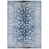 Ergode Chiara Distressed Floral Lattice Contemporary 5x8 Area Rug - Moroccan Blue