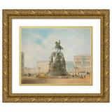 Iosef Iosefovich Charlemagne 18x15 Gold Ornate Wood Frame and Double Matted Museum Art Print Titled - Monument to Nicholas I St Isaac s Square ( 1857)