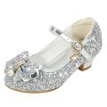 JDEFEG Stride Ride Shoes Girls Toddler Little Kid Girls Dress Pumps Glitter Sequins Princess Bowknot Low Heels Party Dance Shoes Rhinestone Sandals Sandals 5T Pu Grey 30