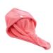 Coral Fleece Hair Towel Solid Color Hair Turban Soft Hair Drying Towels Women Bath Tool with Buttons for Bathroom Bed Room Home Rose Red