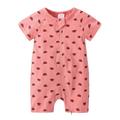 TUOBARR Toddler Baby Boys Girls Cute Cartoon Animal Pattern Short Sleeve Double Zipper Romper Jumpsuit Red (3M-3T)