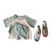 Baby Boy Bundles Set Clothes Baby Girls Boys Cotton Summer Patchwork Color Block Short Sleeve Tshirt Short Pants Set Outfits Girl Clothe