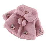 Toddler Baby Girl Winter Thick Fur Capes Cardigan Cloak Coat Kids Fall Casual Tops Outwear