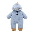 TUOBARR Toddler Baby Boys Girls Color Plush Cute Bear Ears Winter Thick Keep Warm Jumpsuit Romper Blue (0-18Months)