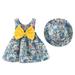 Maxcozy Toddler Baby Girl Summer Sundress with Sun Hat Set 2Pcs Sleeveless Flower Print Dresses Set 0-3T