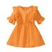 JDEFEG Open Back Lace and Mesh Bridesmaid Dress Toddler Kids Girls Sleeveless Cute Ruffle Mesh Tulle Ball Gown Princess Dress Tunic Dresses Girls Cotton Blends Orange 68