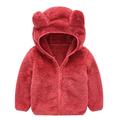 Fesfesfes Toddler Baby Fleece Jacket Boys and Girls Solid Color Plush Jacket Cute Bear Ears Winter Warm Hoodie Thick Coat Jacket Sale Clearance
