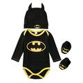 Huakaishijie Newborn Infant Kids Baby Boy Batman Romper Bodysuit Shoes Hat 3Pcs Outfits Set