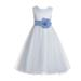 Ekidsbridal Ivory V-Back Lace Edge Junior Flower Girl Dress Wedding Tulle Junior Pageant Gown for Toddlers 183T 4