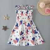 Kids Baby Girls Dress Beach Dresses Casual Sleeveless American Flag Princess Sundress Summer Dress