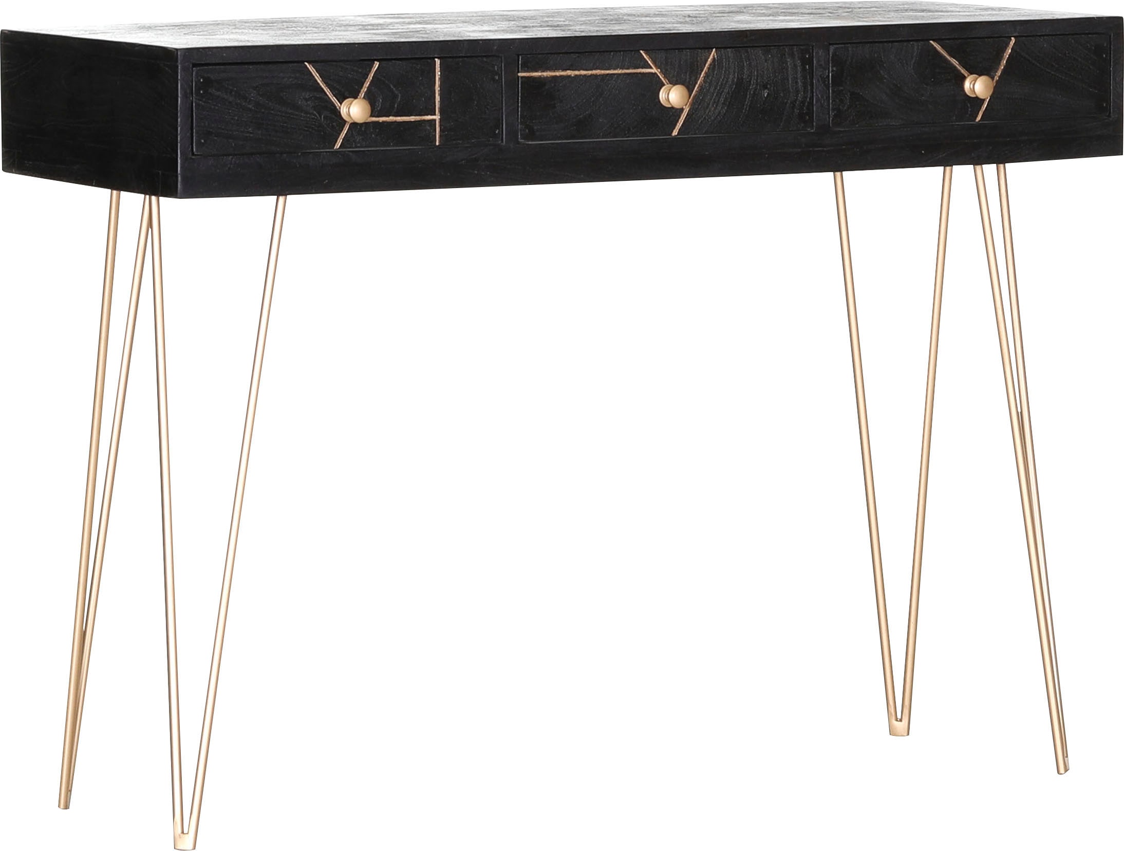 Konsole GUTMANN FACTORY "Scan", schwarz, B:115cm H:82cm T:43cm, Massivholz, Sideboards, mit modernen Haarnadel Beinen