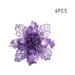 6Pcs 3.9 Inch Christmas Hollow Flower Ornaments - Christmas Tree Ornaments Artificial Flower Glitter Poinsettia Christmas Flowers #Purple