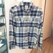 American Eagle Outfitters Shirts | American Eagle Heritage Flannel Button Up Shirt Small Mens Ls Blue Plaid Pockets | Color: Blue/White | Size: S