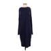 Eri + Ali Casual Dress - Midi Crew Neck Long sleeves: Blue Print Dresses - Women's Size X-Small