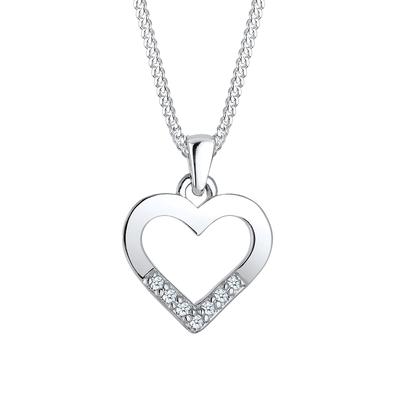 Elli DIAMONDS - Herz Liebe Diamant (0.035 ct.) 925 Silber Ketten 1 ct Damen