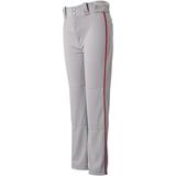 Rawlings Sporting Goods Rawlings Youth Belted 31 Cloth Fit Piped Baseball Pant Grey/Scarlet Xl
