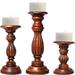 Medium Polish Candle Holders for Pillar Candles (Set of 3) - â€œHanaâ€� Candle Holder Set - Rustic Wooden Candle Holders Pillar - Candle Stand for Fireplace or Table Centerpiece -6 9 12