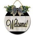 Eveokoki 11 Welcome Sign Welcome Front Door Round Wood Sign Hanging Welcome Sign for Farmhouse porch Fall Winter Welcome Sign Front Door Decoration