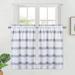 Kitchen Curtain Valance Grey Waffle Weave Textured Valance Curtains for Windows Yarn Dyed Striped Pattern Curtain Valance for Bathroom 30 W x 24 L 2 Panels Navy