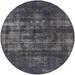 Ahgly Company Machine Washable Indoor Round Industrial Modern Black Eel Black Area Rugs 6 Round