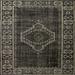 Ahgly Company Indoor Square Mid-Century Modern Mid Gray Persian Area Rugs 7 Square