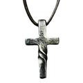 Alloy Pendant Twisted Cross Necklace + Leather Rope F B3A2