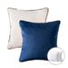 Phantoscope Christmas holiday Decorative Throw Pillow Set Particles Trimmed Velvet Series Covers with inserts 18 x 18 Navy and Off White 2 Pack