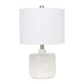 19 Contemporary Bohemian Ceramic Eyelet Pattern Floral Textured Bedside Table Lamp With White Fabric Shade Offwhite