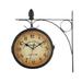 Double Sided Wall Clock Battery Powered Retro Industrial Wall Clock with Silent Motor 360-degree Rotation 7-inch Vintage Clock for Home Tran Station Decoration