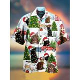 Casual Santa cat print Shirt Collar Shirt & Top clothing