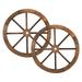Sales Promotion! 2pcs 24-Inch Old Western Style Garden Art Wall Decor Wooden Wagon Wheel Brown