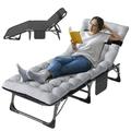NAIZEA Folding Camping Cot Adjustable 4-Position Adults Reclining Folding Chaise Sleeping Cots with Pillow and Camping Pad