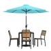 Flash Furniture Lark Series 7-Piece Steel/Aluminum Teak Patio Table and Chair Set Teal