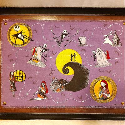 Disney Other | Disney Nightmare Before Christmas Printed Jack Skellington & Sally Canvas Print | Color: Purple/Yellow | Size: 12" X 16"