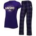 Women's Concepts Sport Purple/Black Baltimore Ravens Plus Size Badge T-Shirt & Pants Sleep Set