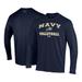 Men's Under Armour Navy Midshipmen Volleyball Arch Over Performance Long Sleeve T-Shirt