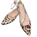 Kate Spade Shoes | Kate Spade Ny Genie Leopard Print Flats Ankle Straps Real Dyed Calf Fur Siz 6.5m | Color: Brown/Cream | Size: 6.5m