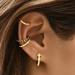 Free People Jewelry | 4 Pc Ear Cuff Stud Set Huggie Earrings Mint | Color: Black/Gold | Size: Os