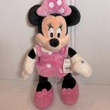 Disney Toys | Disney Store Minnie Mouse 10”Plush Stuffed Toy Pink Polka Dot Dress Plush Nwt | Color: Black/Pink | Size: 10”