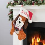 The Holiday Aisle® Floppy Eared w/ Bandana Personalized Stocking Polyester/Cotton in Brown/Red/White | 17 H x 11 W in | Wayfair