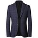 Men's Blazer British's Style Vintage Plaid Blazer Men Casual Slim Fit Suit Jacket Single Button Business Social Blazer,Black,Asian L(EUR S)