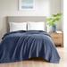 Beautyrest Cotton Waffle Weave Cotton Blanket in Indigo (King) - Olliix BR51N-3830