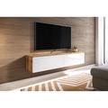 Meuble tv Lowboard d 140 cm, meuble tv sans éclairage led, meuble tv suspendu, couleur wotan/blanc