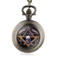 Montre de poche maçonnique tête de mort personnalisée pour homme collier pendentif en bronze rétro